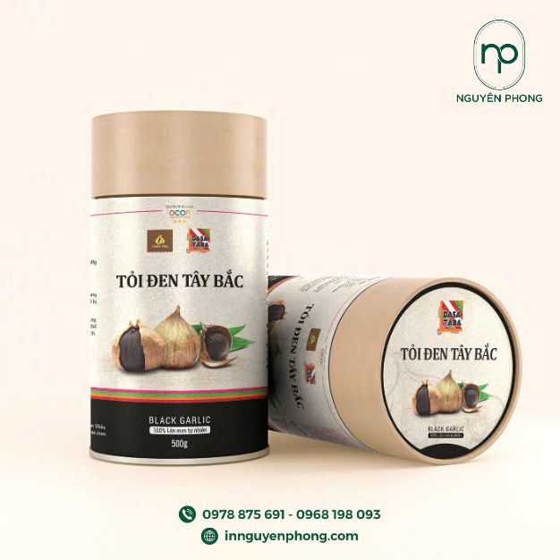 mẫu hộp trụ tròn đựng tỏi đen